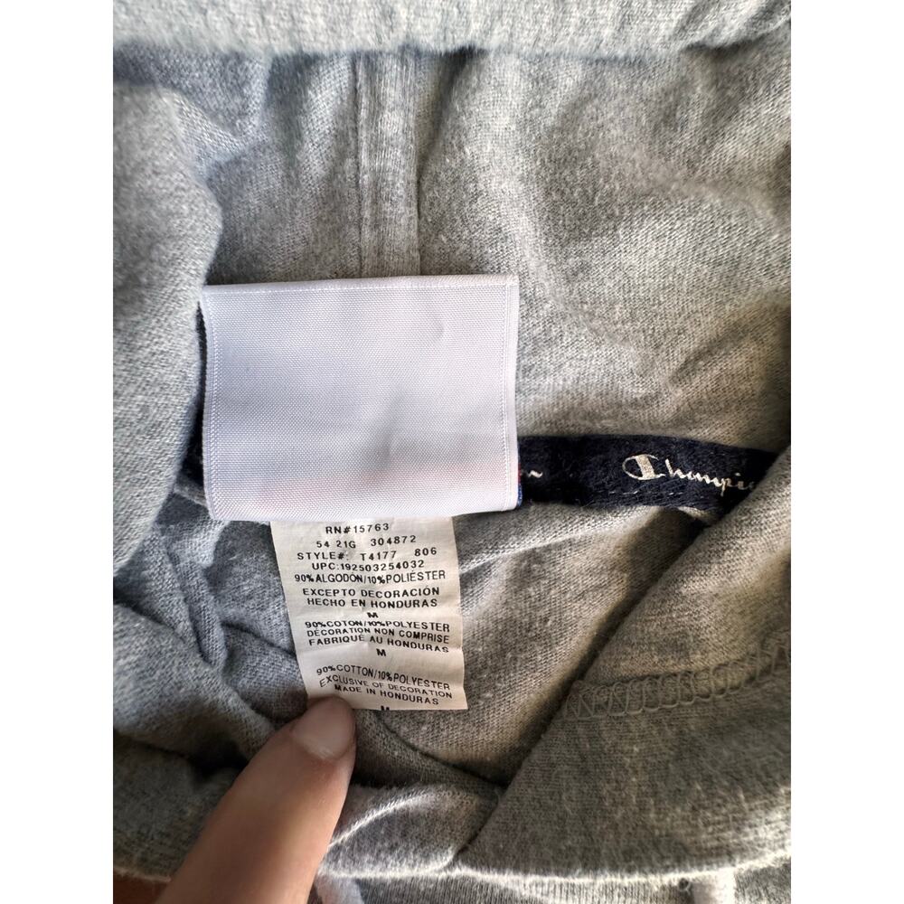 Champion Mens Size M Gray Script Logo Lightweight T-Shirt Pullover Hoodie Shirt - Picture 5 of 9